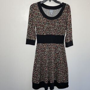 RABBIT RABBIT RABBIT Dress Womens Medium M Knit Sweater 1/2-Sleeve Smocked-Waist